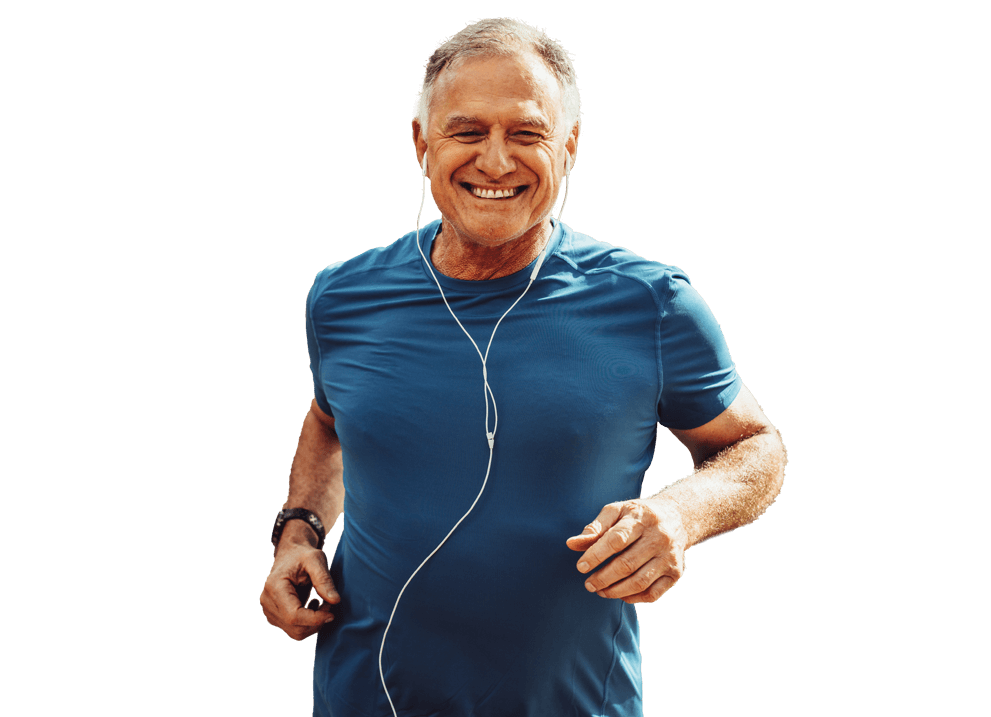 man jogging with headphones